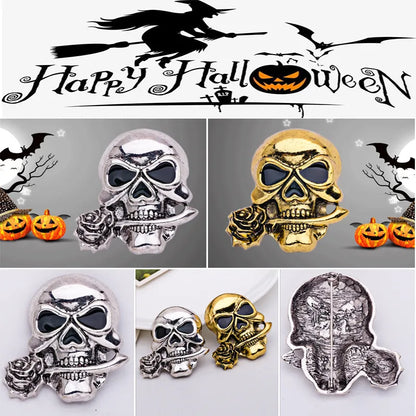 European and American punk style new Halloween series ghost head brooch skull head female brooch inlaid rhinoceros coat accessor