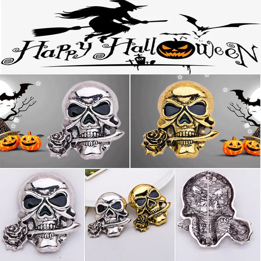 European and American punk style new Halloween series ghost head brooch skull head female brooch inlaid rhinoceros coat accessor