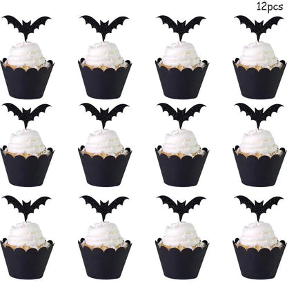 Happy Halloween Cake Toppers Halloween Cupcake Toppers Cartoon Pumpkin Witch Ghost Cake Decorative Flags for Kids Halloween Deco