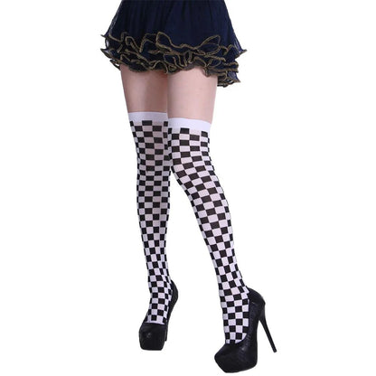 Adult Child Women Girls Halloween Costumes Cosplay Accessories Stockings Socks Black White Stripe Clown Nun Bat Print Umorden