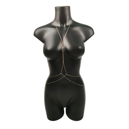 Chest Chain Sexy Bikini Personalized Body Clothing for Women Sequined Cross Chain Belly Female Bodysuit Jewelry Fashion