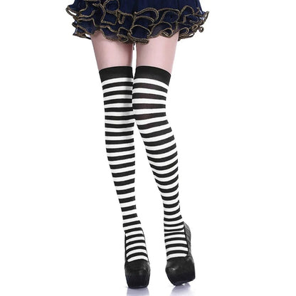 Adult Child Women Girls Halloween Costumes Cosplay Accessories Stockings Socks Black White Stripe Clown Nun Bat Print Umorden