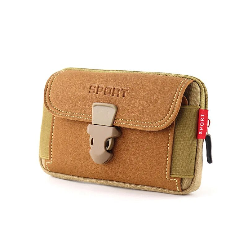 Universal 7'' Waterproof Multifunctional Canvas Mobile Phone Bag Outdoor Traval Bag for Men Man Waist Belt Phone Pouch Holder
