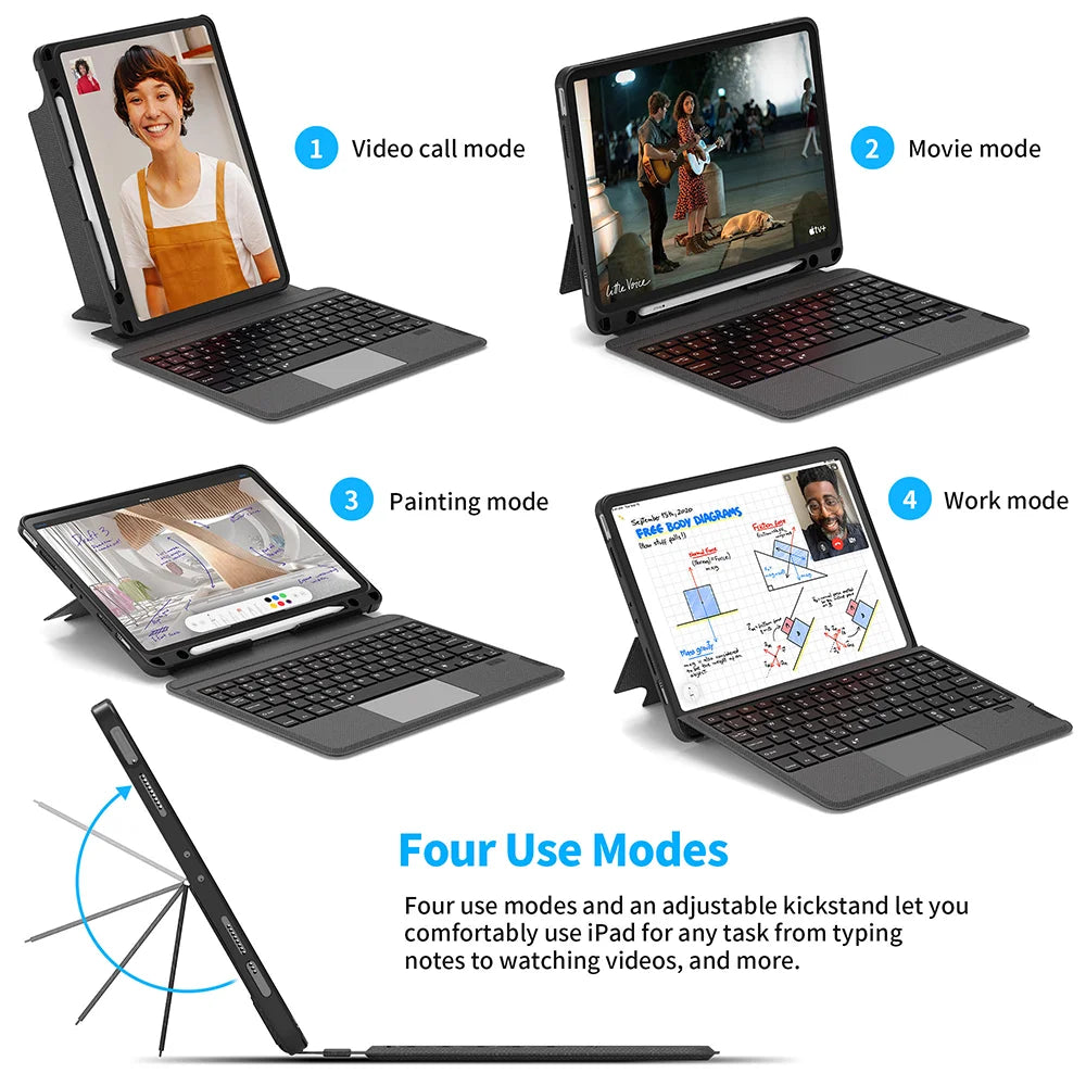 New! Wireless Keyboard for iPad Pro 12.9 11 10.9 10.5 10.2 Magnetic Detachable Keyboard for iPad Pro 11 2021 Tablet Keyboard