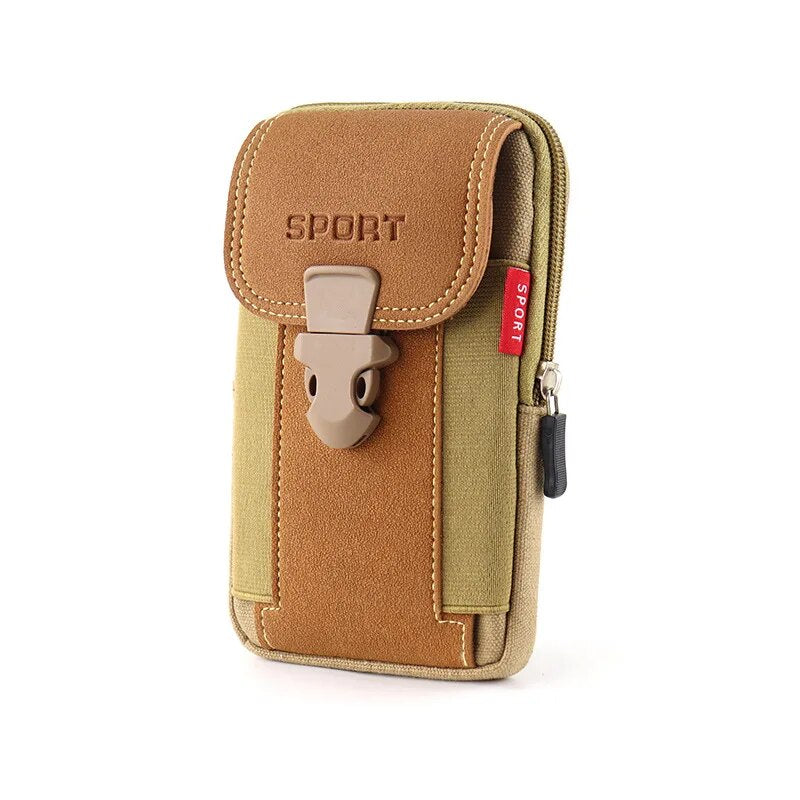 Universal 7'' Waterproof Multifunctional Canvas Mobile Phone Bag Outdoor Traval Bag for Men Man Waist Belt Phone Pouch Holder