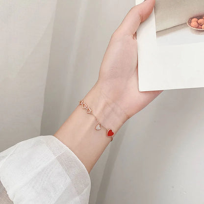Trendy Exquisite Heart Shiny Charm Bracelets for Women Designer Creativity Luxury Jewelry High Quality Zircon Wedding Party