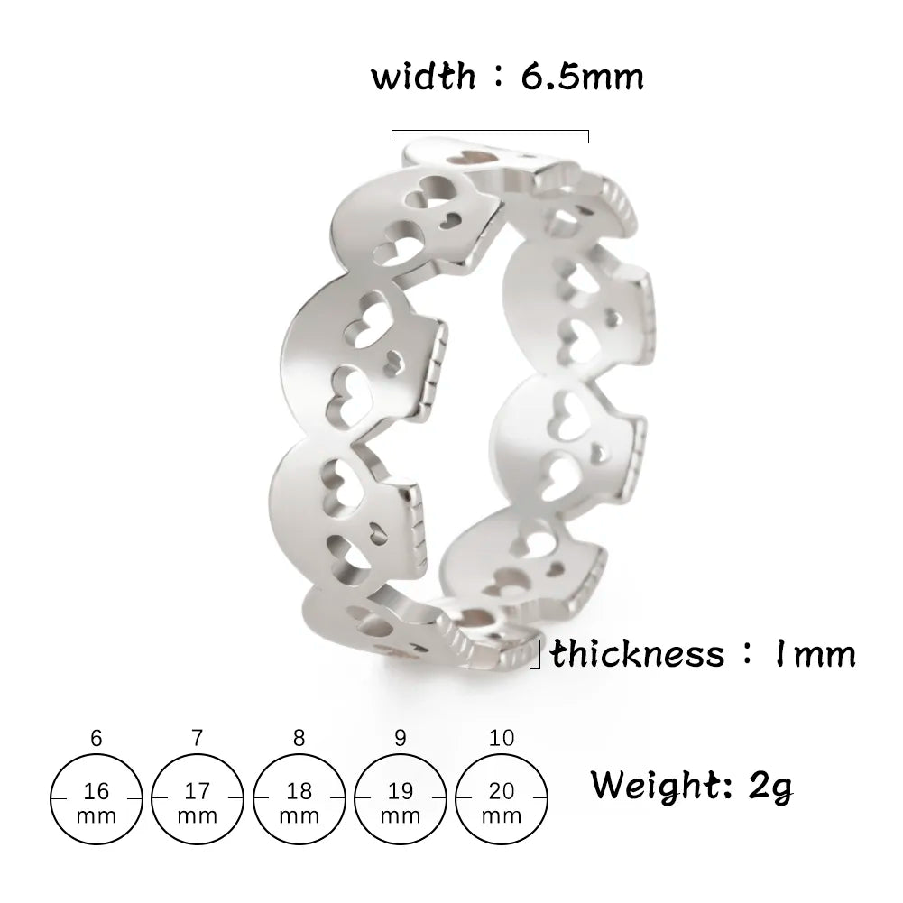 Unift Skull Rings for Women Men Stainless Steel Rings Gothic Grunge Punk Jewelry Black Color Finger Accessories Halloween Gift