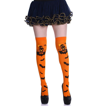 Adult Child Women Girls Halloween Costumes Cosplay Accessories Stockings Socks Black White Stripe Clown Nun Bat Print Umorden