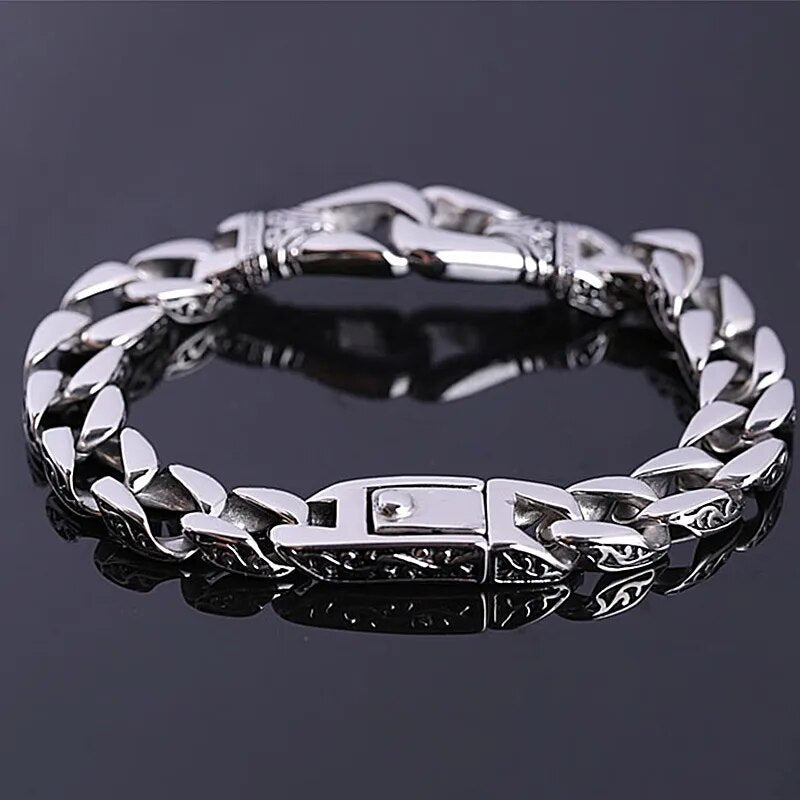Vintage Gothic Full Skull Bracelet Men\\\'s Motorcycle Riding Rock Bike Hip Hop Punk Jewelry Halloween Gift