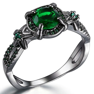 Black Gun Plated Natural Crystal Birthstone Women Rings Geometric Opal Druzy Rings For Party Wedding Gift 11 Colors
