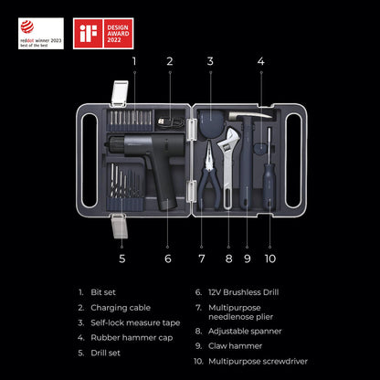 12V Brushless Drill Tool Set