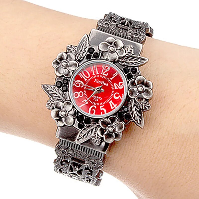 Pulsera Hombre XINHUA Stainless Steel Dial Quartz Wristwatches for Women Fashion Bracelet Watches Flower Bangle Watch
