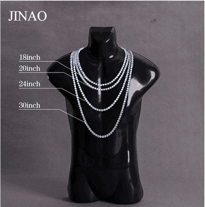 JINAO Gold/Rosegold/Silver-Color Iced Out Chain Hip Hop Copper Micro Pave CZ Stone2.5-10mm Tennis Chain Necklace