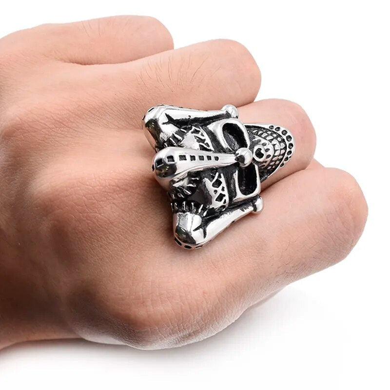 CHIMDOU Stainless Steel Ring Halloween Party Gift Circus Clown Skull Rings Jewelry,AR434