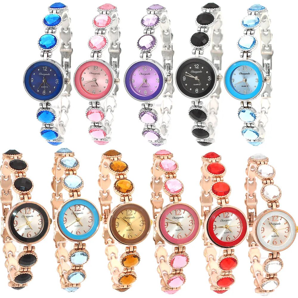chaoyada women office ladies gold stainless steel luxury quartz wristwatch girls electronic waterproof bracelet watches