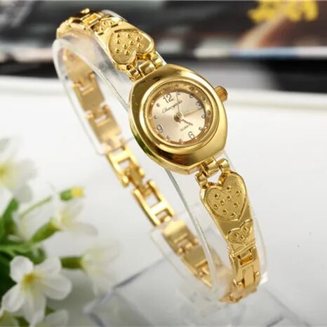 Women Watches Round Dial Hot Sale Gold Plate Watch Stainless Steel Quartz Hour Female Wrist watches elegant mujer hot relojes
