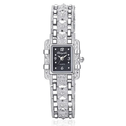 Women Watch Rectangle Dial Silver Stainless Steel Crystal Watches Fashion Quartz For Women ladies major relojes Hot Sale Relojes