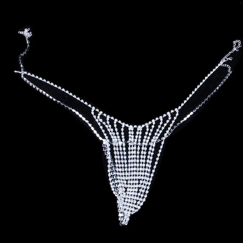 Sexy Chain Body Jewellery Simple Waist Round Cute Valentines Day Rhinestone Underwear Belly Chain Crystal Thong For Women