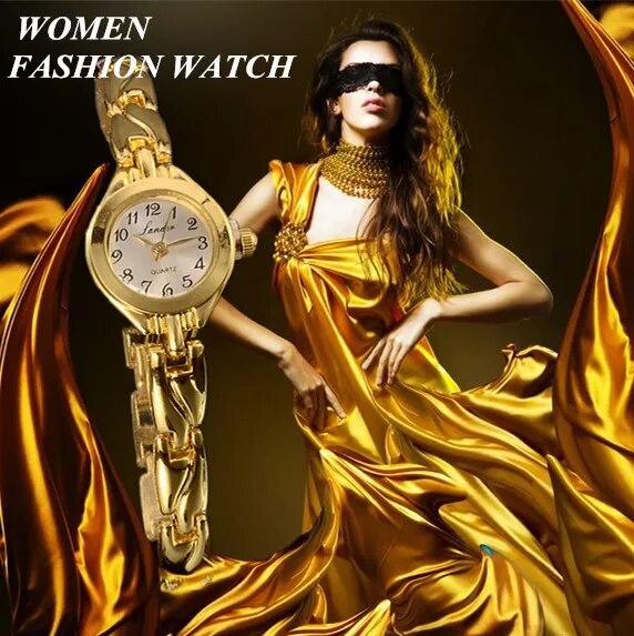 Women Watches Round Dial Hot Sale Gold Plate Watch Stainless Steel Quartz Hour Female Wrist watches elegant mujer hot relojes