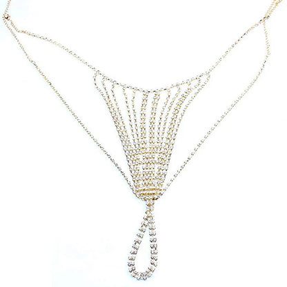 Sexy Chain Body Jewellery Simple Waist Round Cute Valentines Day Rhinestone Underwear Belly Chain Crystal Thong For Women