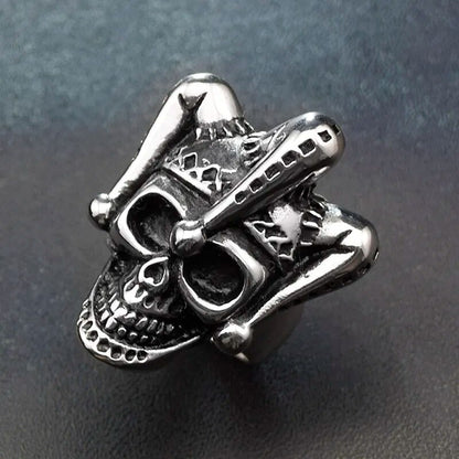 CHIMDOU Stainless Steel Ring Halloween Party Gift Circus Clown Skull Rings Jewelry,AR434