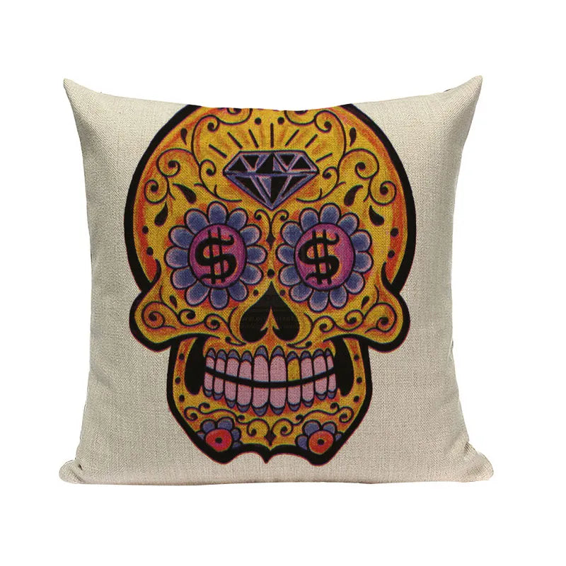 Halloween skull Cushion Cover Car Throw Pillow Cover 18x18 inches Pillowcase Home Decor Custom Fashion Linen