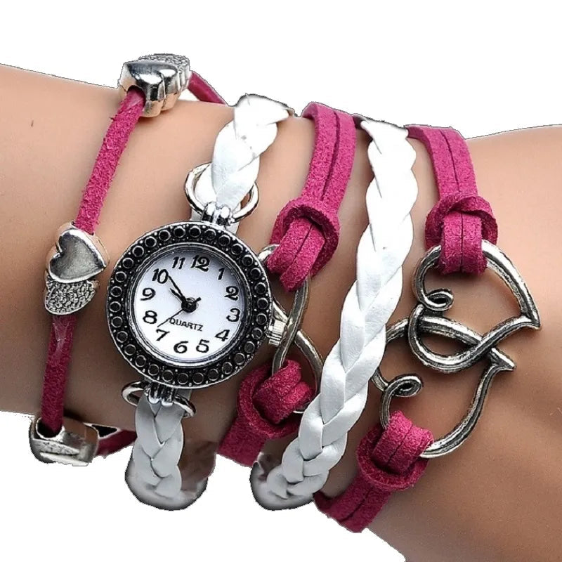 NEW fashion Angel Wings MUSIC Bracelet Watch women Parcords PU leather shammy Gift rhinestone wristwatch Geneva Style