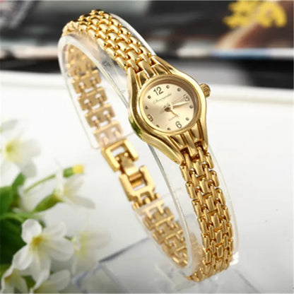 Women Watches Round Dial Hot Sale Gold Plate Watch Stainless Steel Quartz Hour Female Wrist watches elegant mujer hot relojes