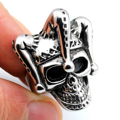 CHIMDOU Stainless Steel Ring Halloween Party Gift Circus Clown Skull Rings Jewelry,AR434