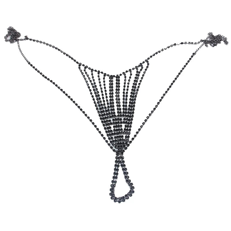 Sexy Chain Body Jewellery Simple Waist Round Cute Valentines Day Rhinestone Underwear Belly Chain Crystal Thong For Women