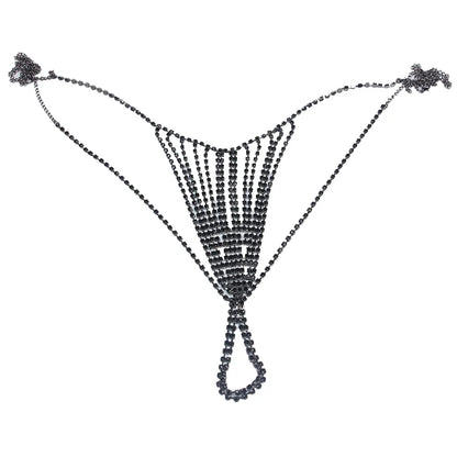 Sexy Chain Body Jewellery Simple Waist Round Cute Valentines Day Rhinestone Underwear Belly Chain Crystal Thong For Women