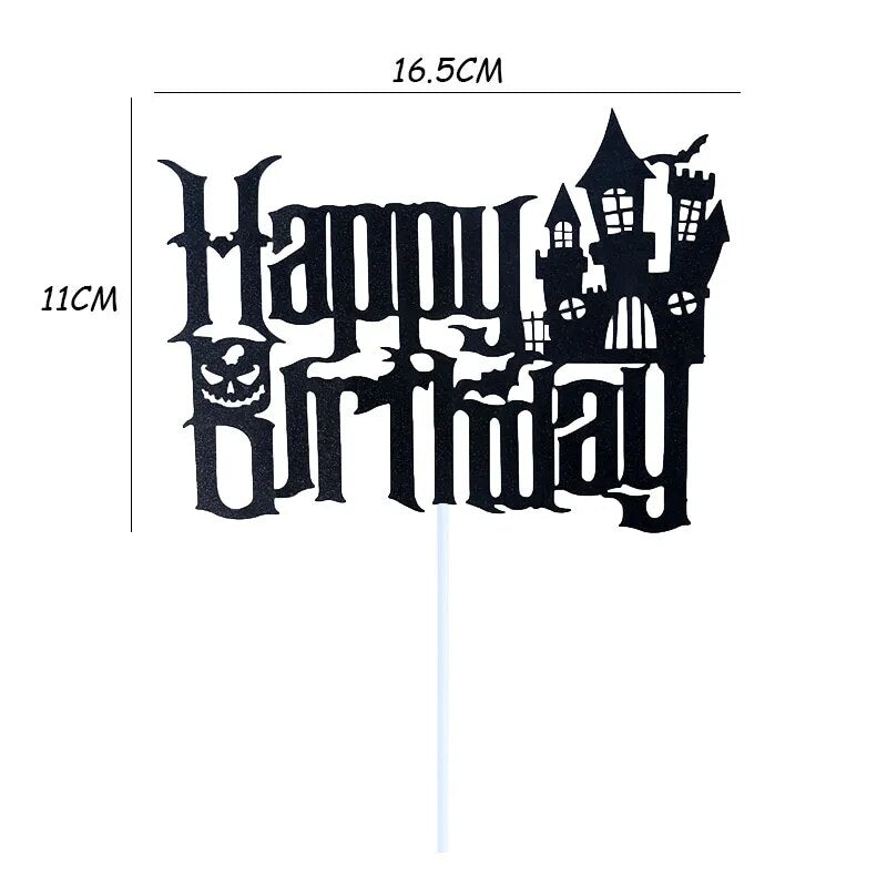 Happy Halloween Cake Toppers Halloween Cupcake Toppers Cartoon Pumpkin Witch Ghost Cake Decorative Flags for Kids Halloween Deco