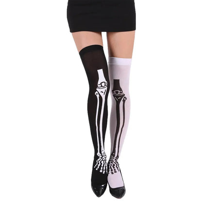 Adult Child Women Girls Halloween Costumes Cosplay Accessories Stockings Socks Black White Stripe Clown Nun Bat Print Umorden