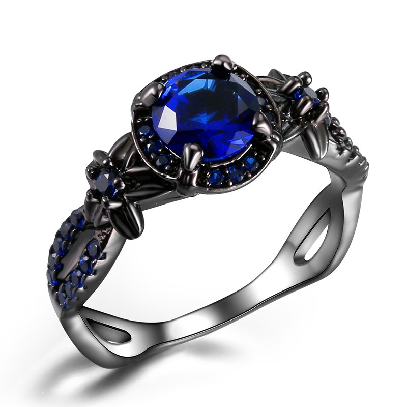 Black Gun Plated Natural Crystal Birthstone Women Rings Geometric Opal Druzy Rings For Party Wedding Gift 11 Colors