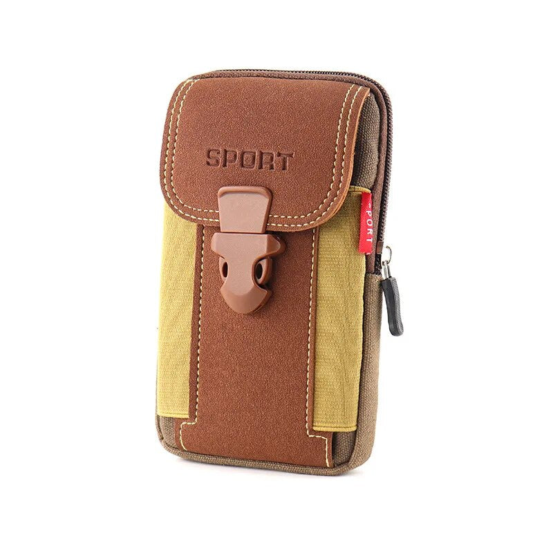 Universal 7'' Waterproof Multifunctional Canvas Mobile Phone Bag Outdoor Traval Bag for Men Man Waist Belt Phone Pouch Holder