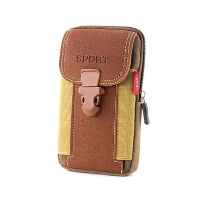 Universal 7'' Waterproof Multifunctional Canvas Mobile Phone Bag Outdoor Traval Bag for Men Man Waist Belt Phone Pouch Holder