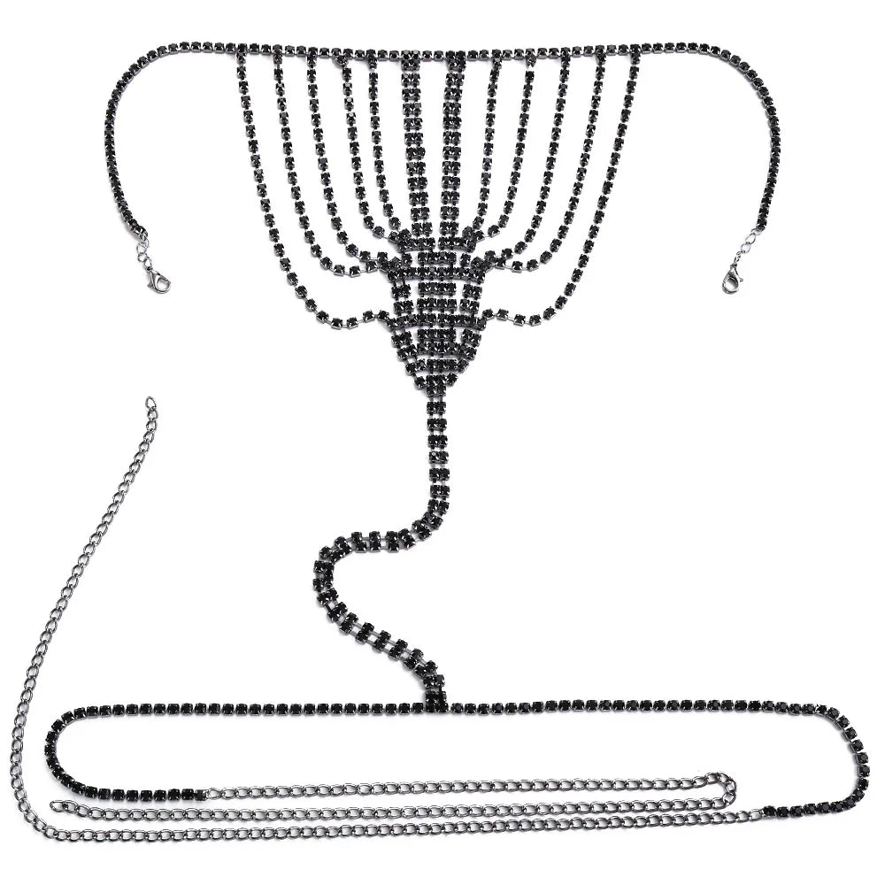 Sexy Chain Body Jewellery Simple Waist Round Cute Valentines Day Rhinestone Underwear Belly Chain Crystal Thong For Women