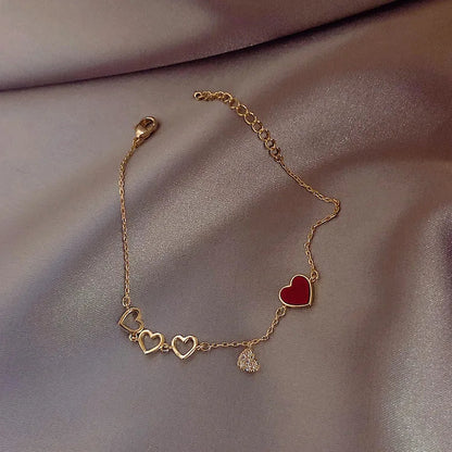 Trendy Exquisite Heart Shiny Charm Bracelets for Women Designer Creativity Luxury Jewelry High Quality Zircon Wedding Party