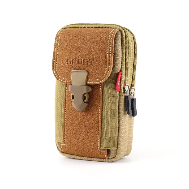 Universal 7'' Waterproof Multifunctional Canvas Mobile Phone Bag Outdoor Traval Bag for Men Man Waist Belt Phone Pouch Holder
