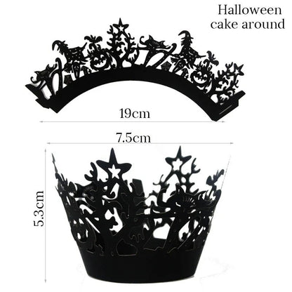 Happy Halloween Cake Toppers Halloween Cupcake Toppers Cartoon Pumpkin Witch Ghost Cake Decorative Flags for Kids Halloween Deco