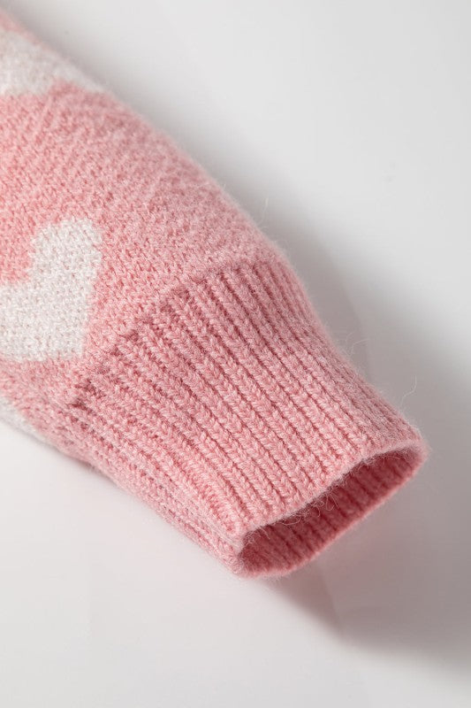a display Heart Button Front Sweater hand