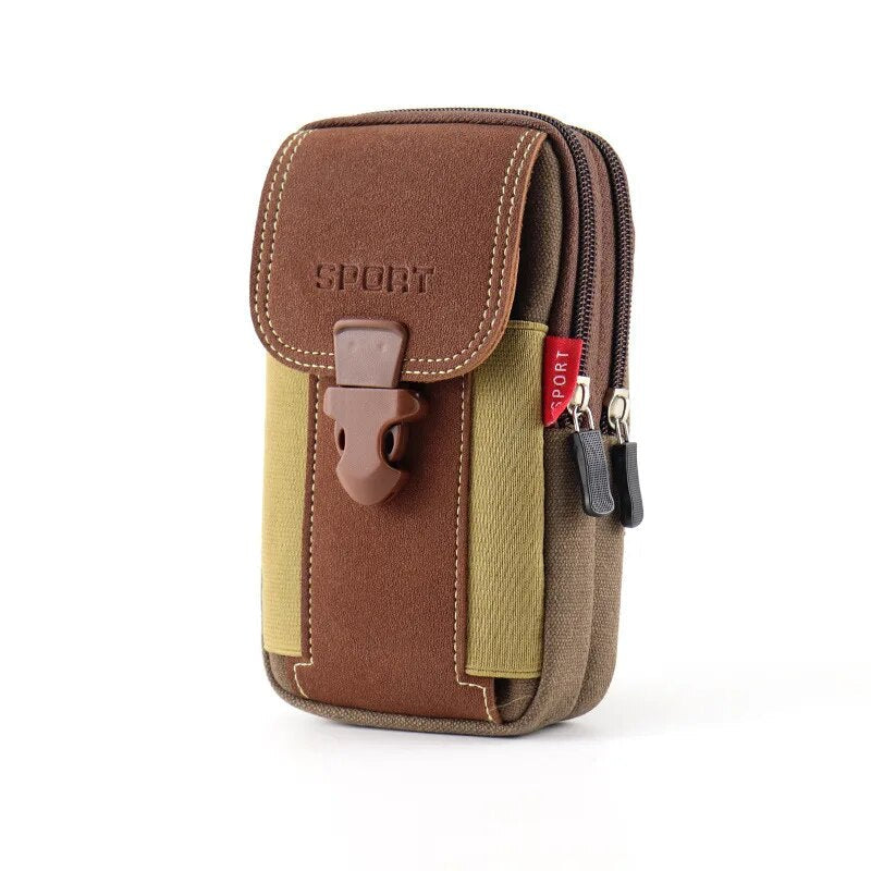 Universal 7'' Waterproof Multifunctional Canvas Mobile Phone Bag Outdoor Traval Bag for Men Man Waist Belt Phone Pouch Holder