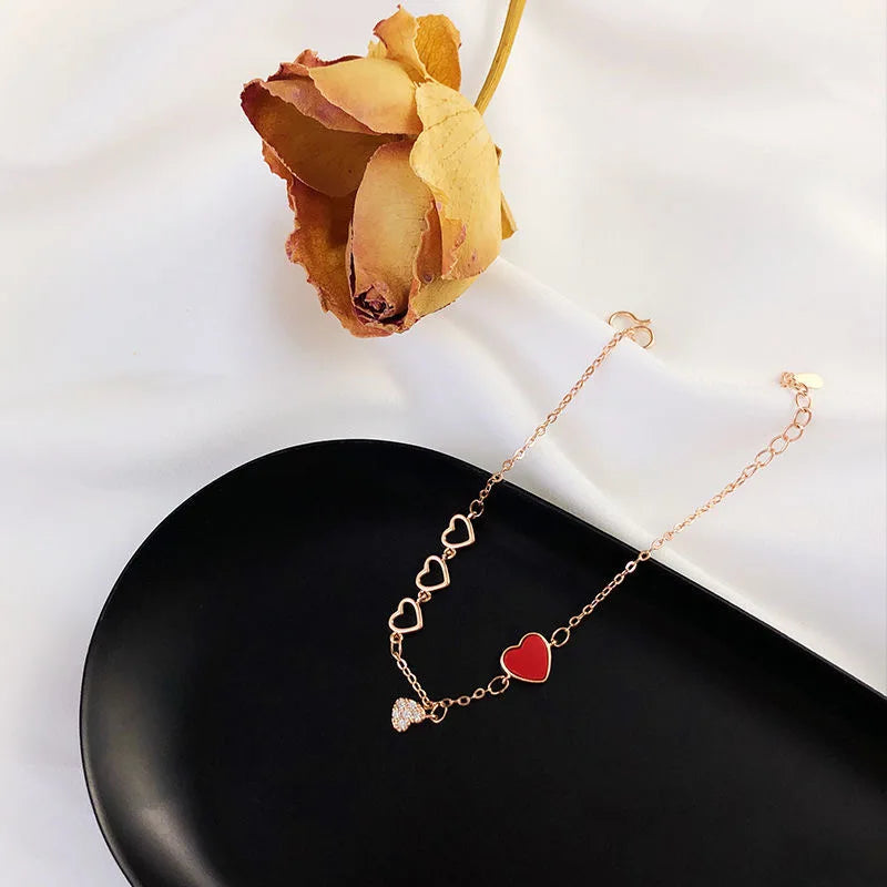 Trendy Exquisite Heart Shiny Charm Bracelets for Women Designer Creativity Luxury Jewelry High Quality Zircon Wedding Party