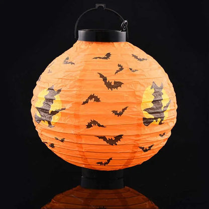 1pc Pumpkin Light Bat Spider Black Paper Orange White Hanging Lantern Halloween Birthday Party DIY Decoration Halloween Supplies