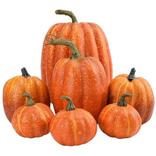7PCS Simulation Pumpkin Model Artificial Pumpkin Decoration For Thanksgiving Halloween Foam Fake Pumpkins Vegetable Decor Craft