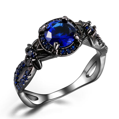 Black Gun Plated Natural Crystal Birthstone Women Rings Geometric Opal Druzy Rings For Party Wedding Gift 11 Colors