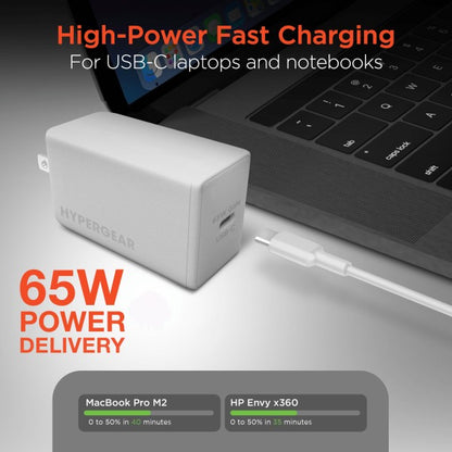Meet the HyperGear 65W USB-C PD PPS GaN Charger—your ultra-compact solution for high-speed charging across laptops, tablets, and smartphones. Powered by next-gen GaN technology, it delivers serious performance in a pocket-sized build. Whether you're working remotely or traveling light, this charger keeps your gear juiced and your workflow uninterrupted.