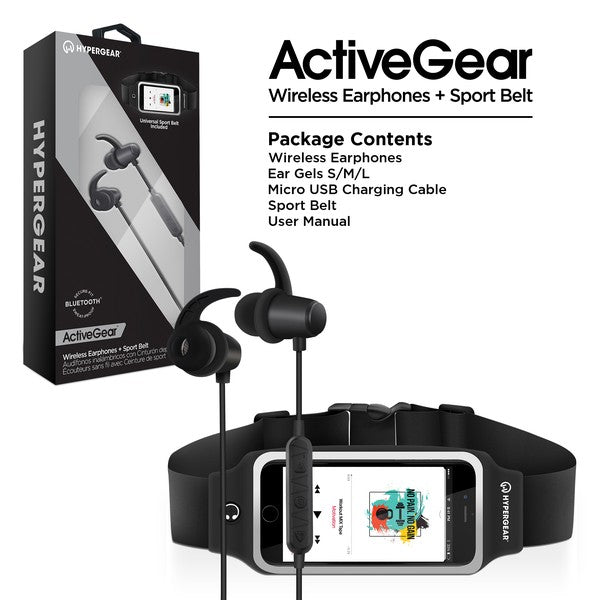 Crush your fitness goals with the HyperGear ActiveGear Wireless Earphones & Belt combo. Designed for athletes, runners, and everyday movers, this set delivers high-performance audio and hands-free convenience in one sleek package. Whether you're hitting the pavement or the gym, you’ll stay connected, focused, and totally untangled