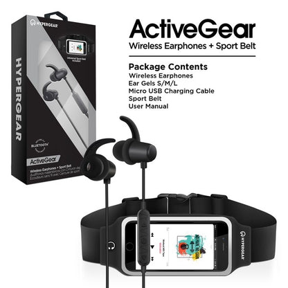 Crush your fitness goals with the HyperGear ActiveGear Wireless Earphones & Belt combo. Designed for athletes, runners, and everyday movers, this set delivers high-performance audio and hands-free convenience in one sleek package. Whether you're hitting the pavement or the gym, you’ll stay connected, focused, and totally untangled