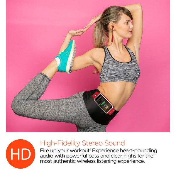 Crush your fitness goals with the HyperGear ActiveGear Wireless Earphones & Belt combo. Designed for athletes, runners, and everyday movers, this set delivers high-performance audio and hands-free convenience in one sleek package. Whether you're hitting the pavement or the gym, you’ll stay connected, focused, and totally untangled